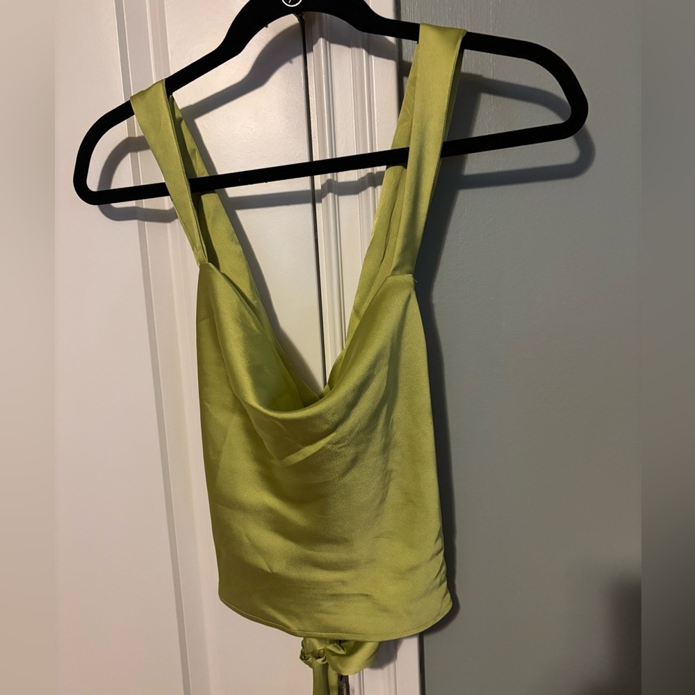 Lime Green Satin Women's Top from Pacsun